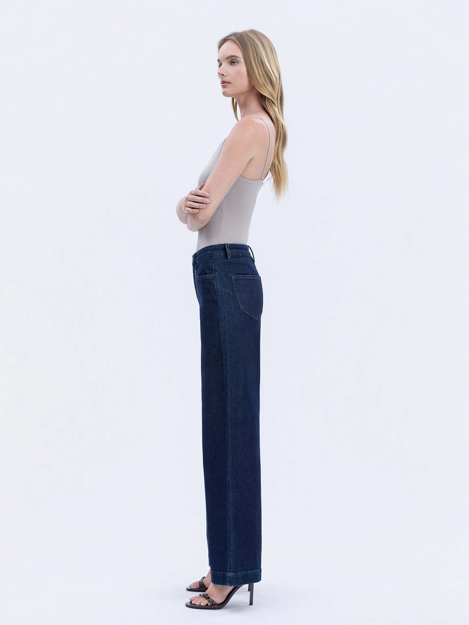 Flying Monkey High Rise Trouser Hem Wide Leg Jeans