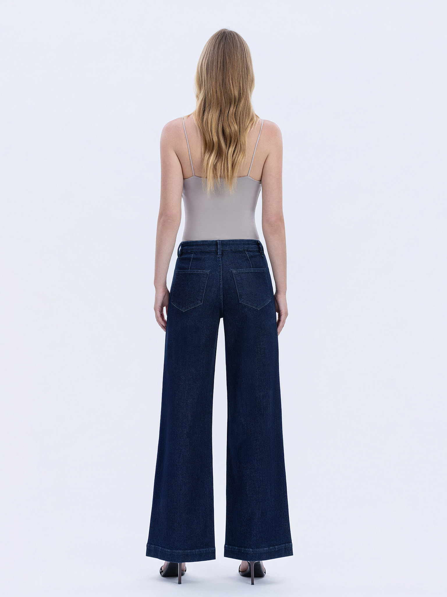 Flying Monkey High Rise Trouser Hem Wide Leg Jeans
