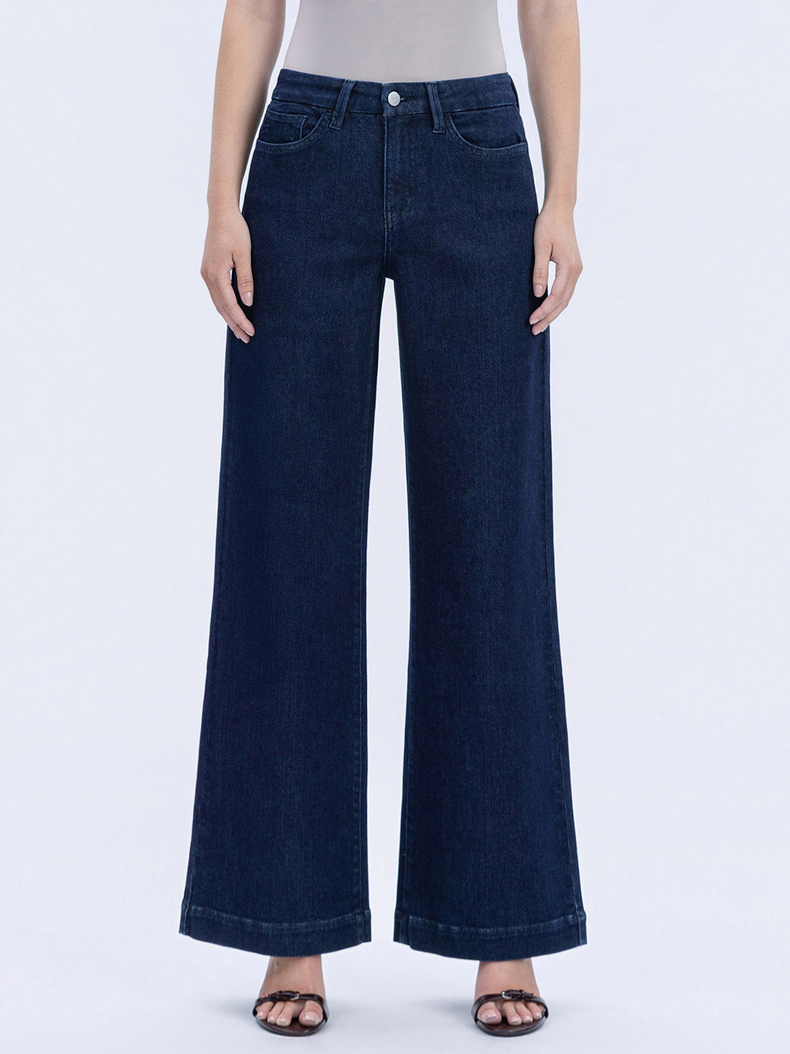Flying Monkey High Rise Trouser Hem Wide Leg Jeans