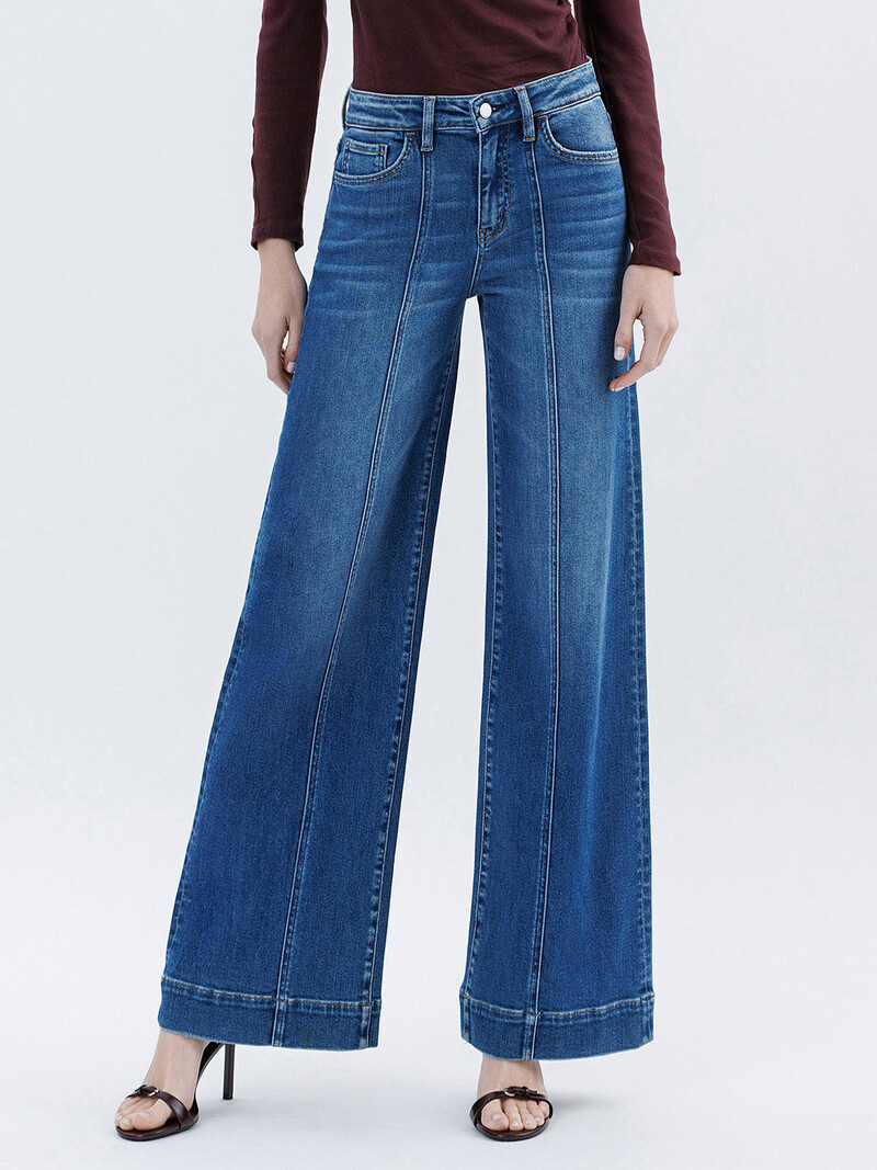 Flying Monkey High Rise Extreme Wide Leg Trouser Jeans - Fringe