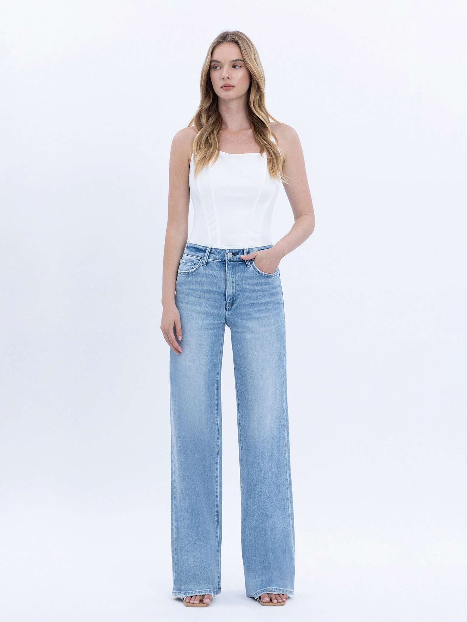 Flying Monkey High Rise Full Length Wide Leg Jeans