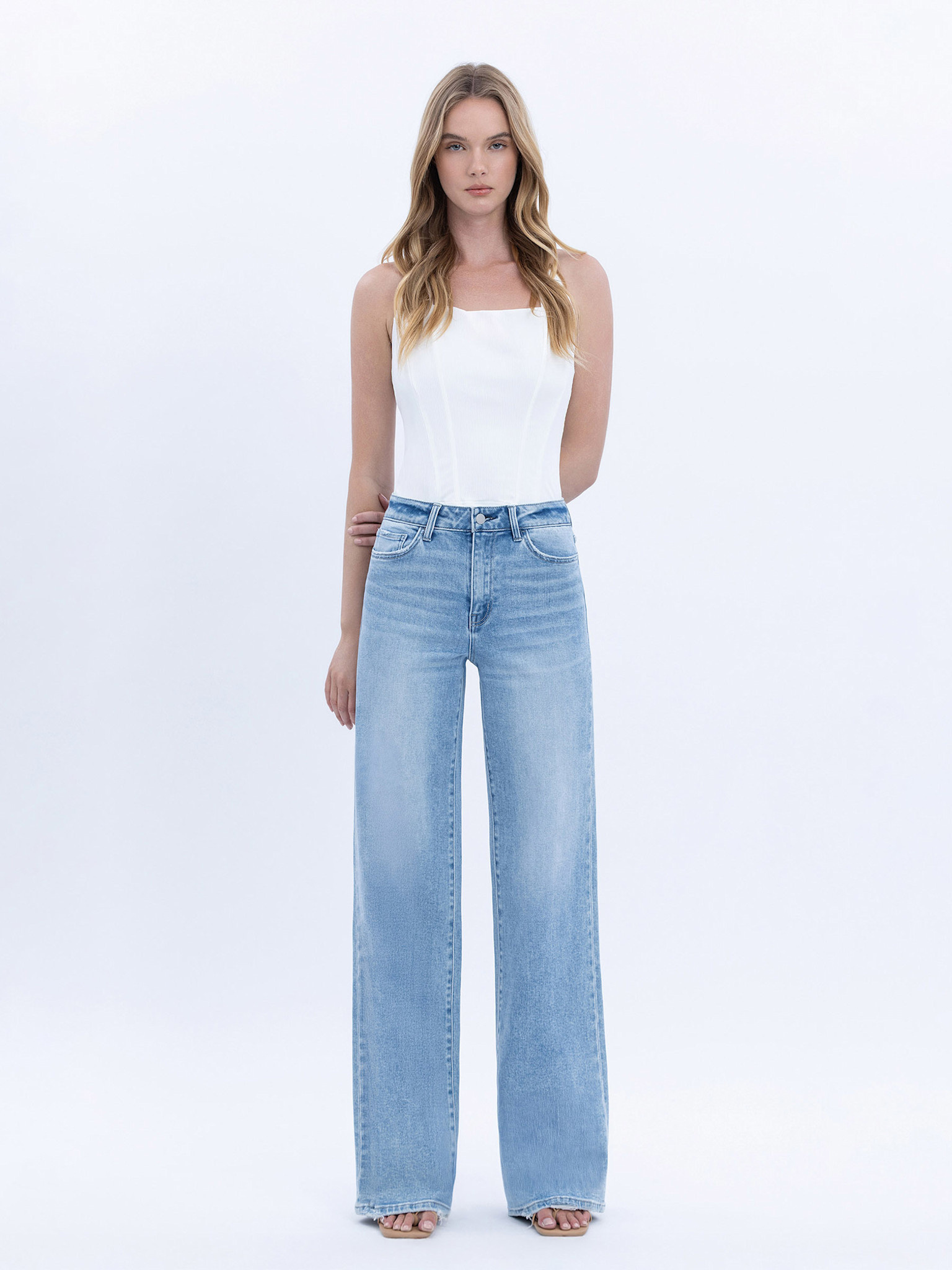 Flying Monkey High Rise Full Length Wide Leg Jeans