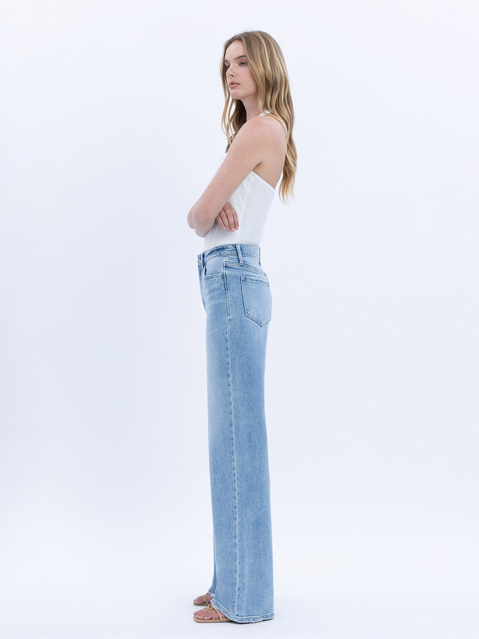 Flying Monkey High Rise Full Length Wide Leg Jeans