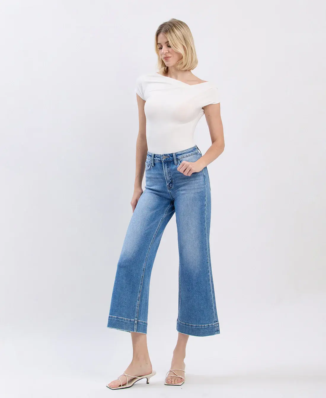 Flying Monkey High Rise Crop Wide Leg Jeans