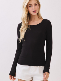 Final Touch Lined Modal Long Sleeve Scoop Neck
