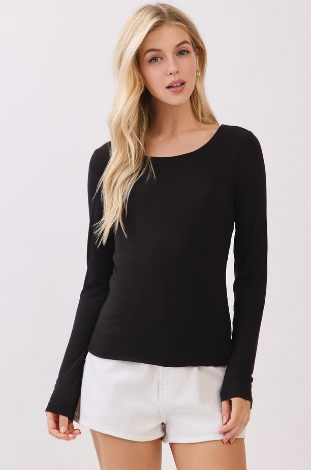 Final Touch Lined Modal Long Sleeve Scoop Neck