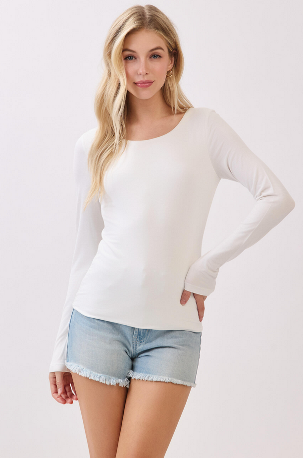 Final Touch Lined Modal Long Sleeve Scoop Neck