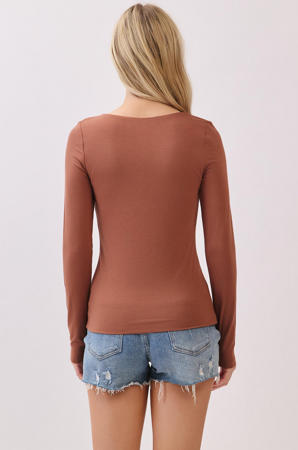 Final Touch Lined Modal Long Sleeve Scoop Neck