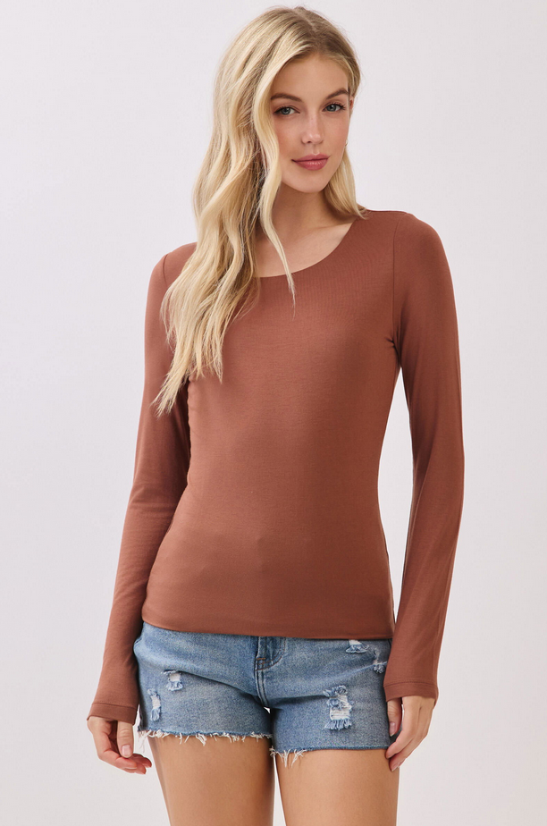 Final Touch Lined Modal Long Sleeve Scoop Neck