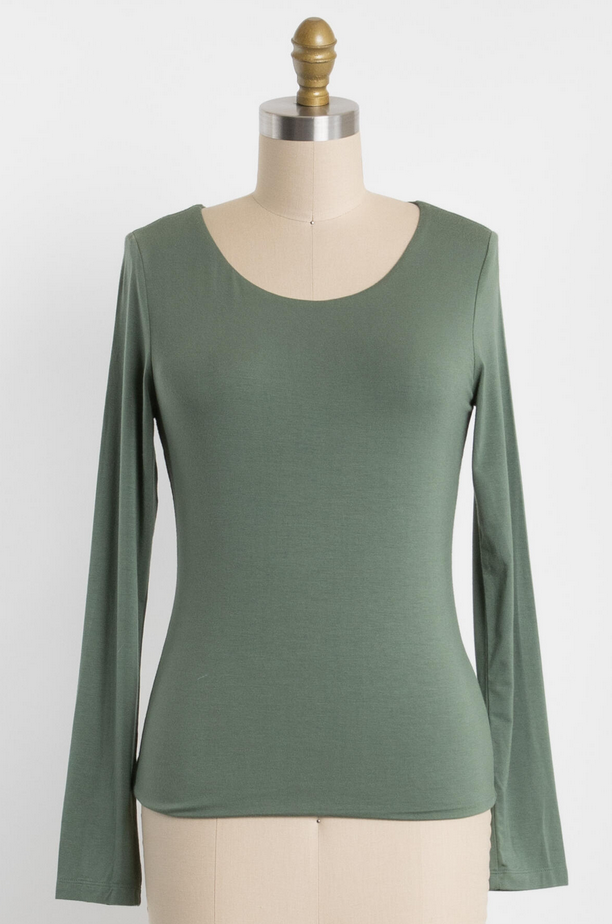 Final Touch Lined Modal Long Sleeve Scoop Neck