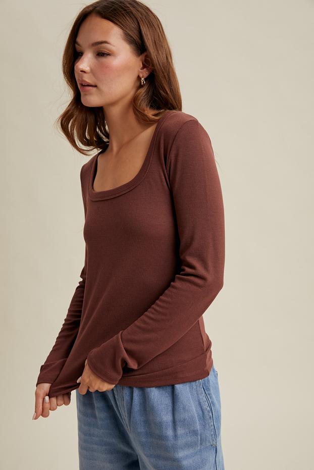 Wishlist Ribbed Scoop Neck Top