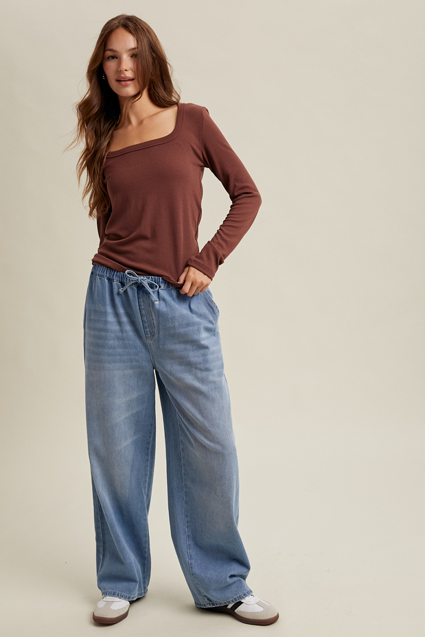 Wishlist Ribbed Scoop Neck Top