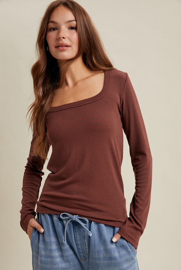 Wishlist Ribbed Scoop Neck Top