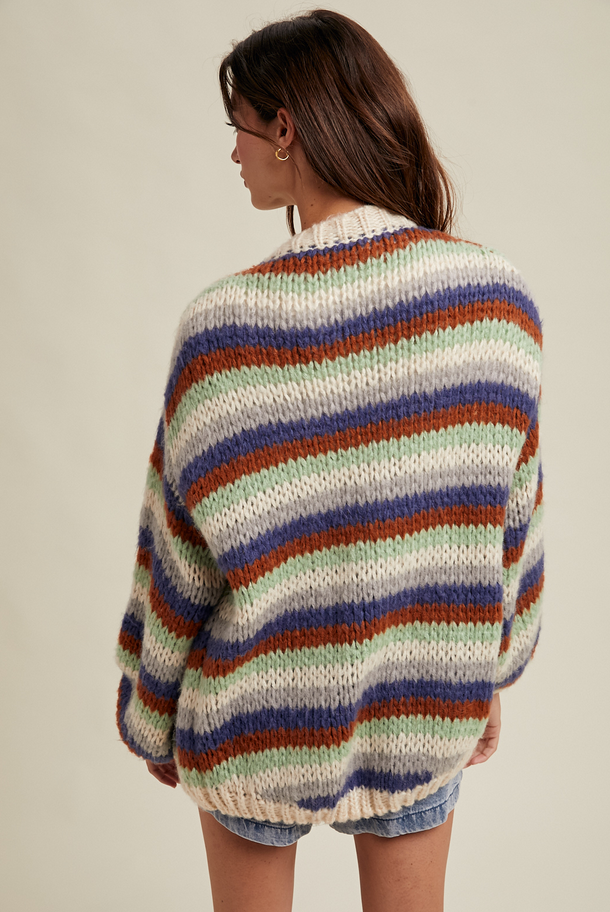 Wishlist Striped Bell Sleeve Cardigan