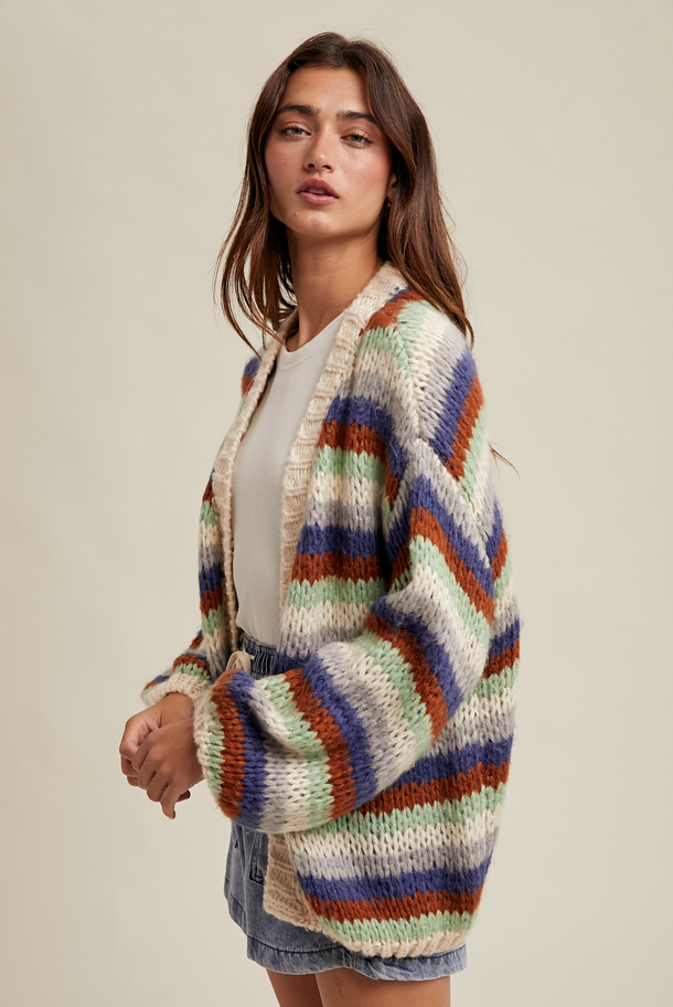 Wishlist Striped Bell Sleeve Cardigan