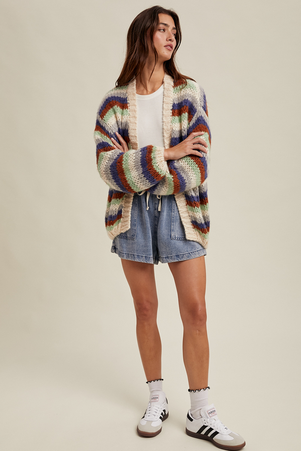 Wishlist Striped Bell Sleeve Cardigan