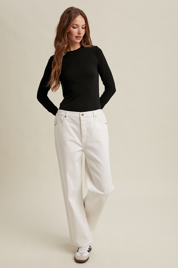 Wishlist Ribbed Lettuce Hem Top