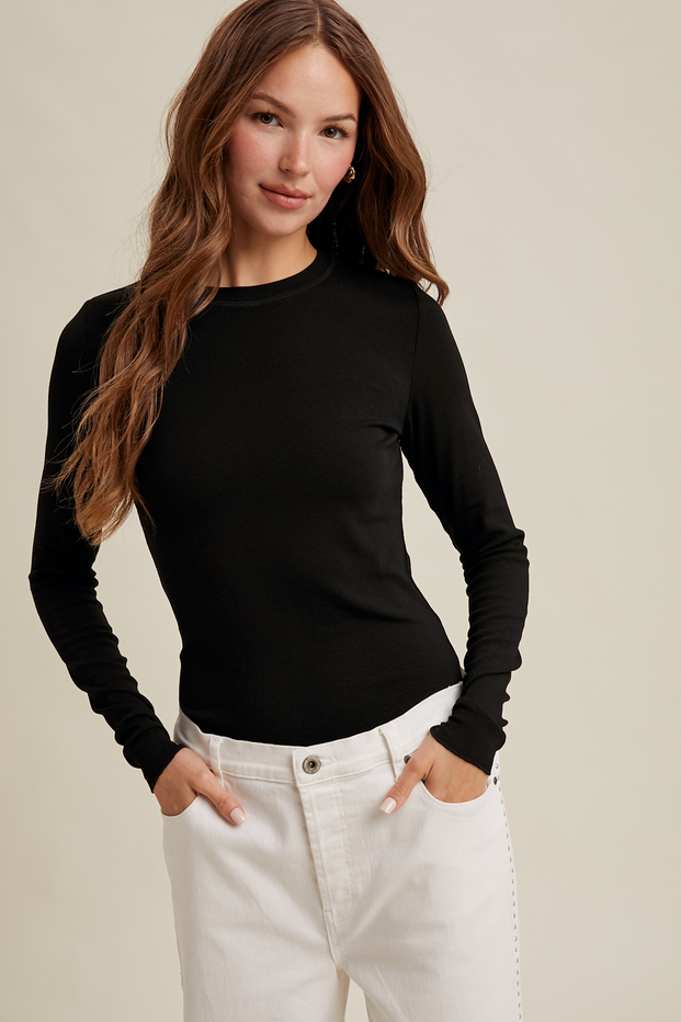 Wishlist Ribbed Lettuce Hem Top