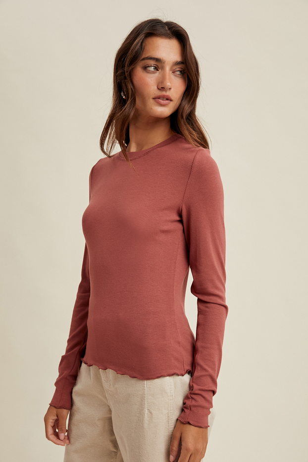 Wishlist Ribbed Lettuce Hem Top
