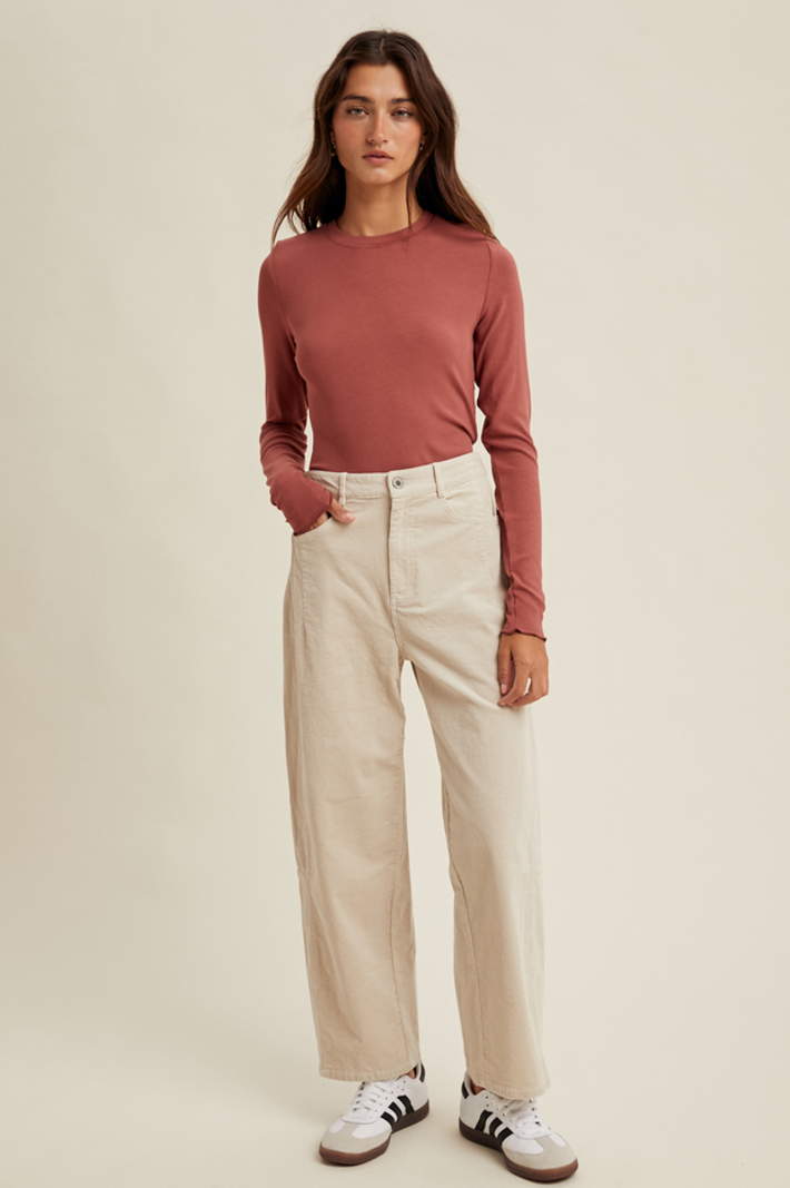 Wishlist Ribbed Lettuce Hem Top
