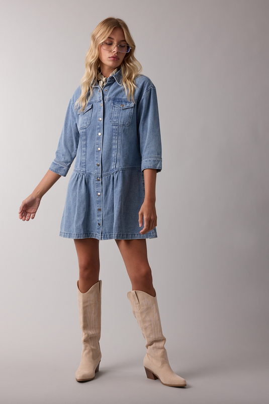Wishlist Long Sleeve Denim Dress