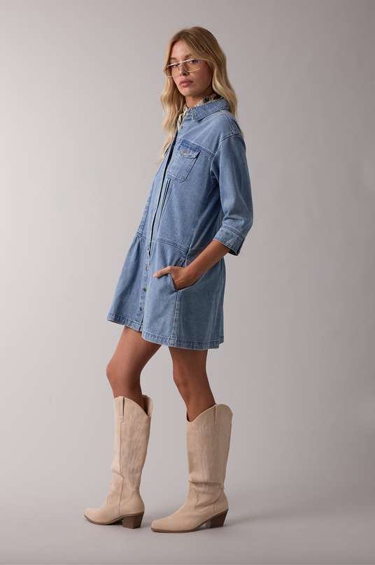 Wishlist Long Sleeve Denim Dress