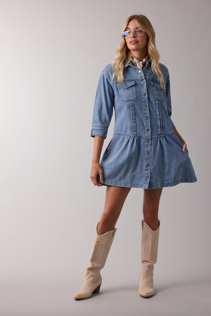 Wishlist Long Sleeve Denim Dress