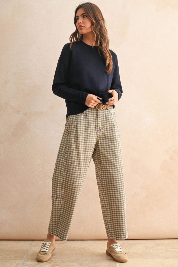 Miou Muse Plaid Barrel Pants