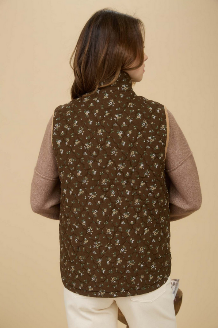 Blu Pepper Quilted Floral Vest