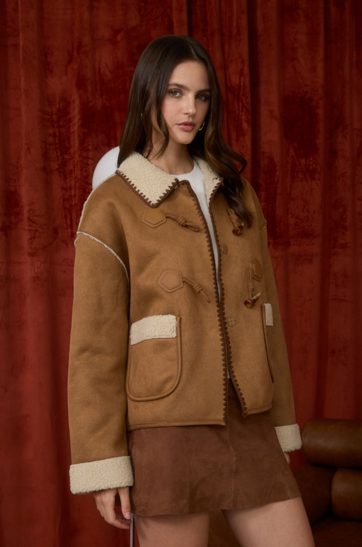 Blu Pepper Suedette Toggle Coat
