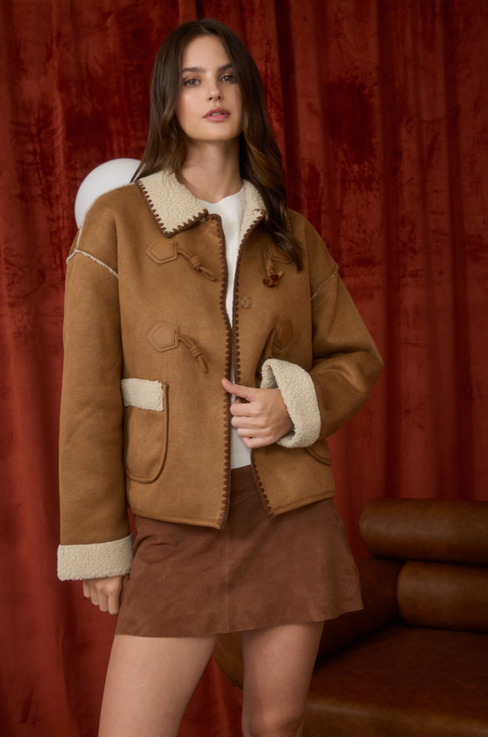 Blu Pepper Suedette Toggle Coat