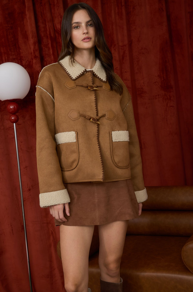 Blu Pepper Suedette Toggle Coat