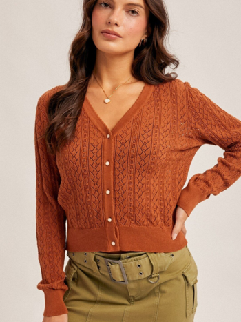 Hem & Thread Pointelle Knit Cardigan