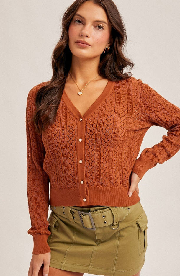 Hem & Thread Pointelle Knit Cardigan