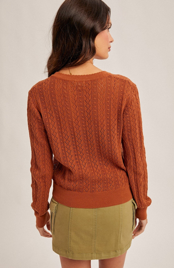 Hem & Thread Pointelle Knit Cardigan
