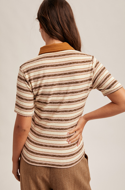 Hem & Thread Retro Stripe Polo Top