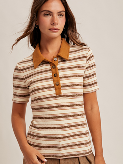 Hem & Thread Retro Stripe Polo Top
