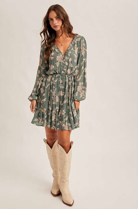 Hem & Thread Floral Tie Side Dress