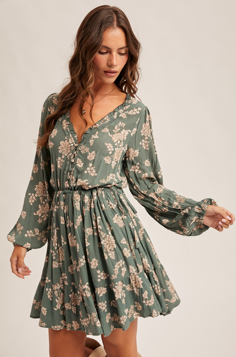 Hem & Thread Floral Tie Side Dress