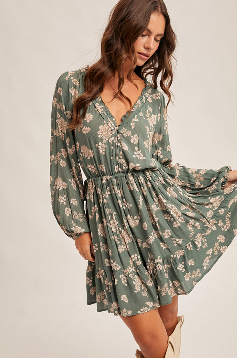 Hem & Thread Floral Tie Side Dress
