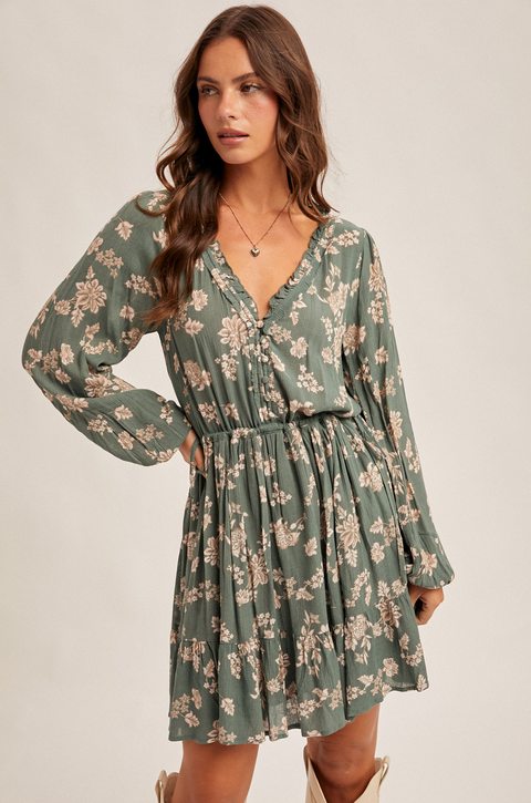 Hem & Thread Floral Tie Side Dress