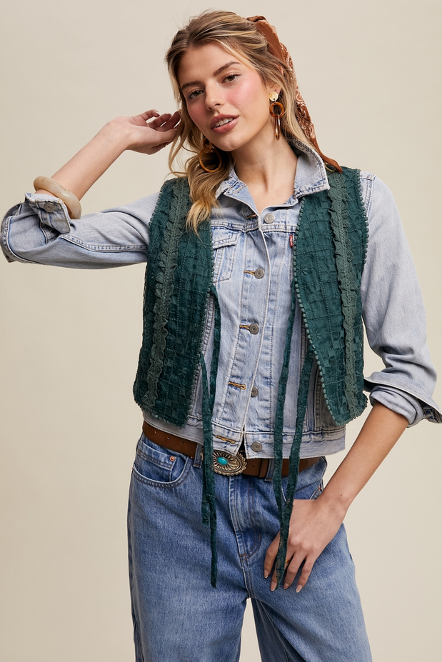 Listicle Embroidered Lace Vest