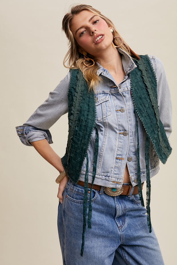 Listicle Embroidered Lace Vest