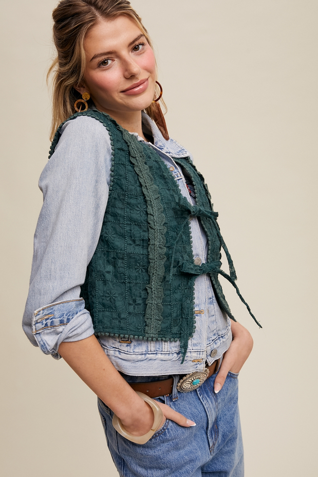 Listicle Embroidered Lace Vest