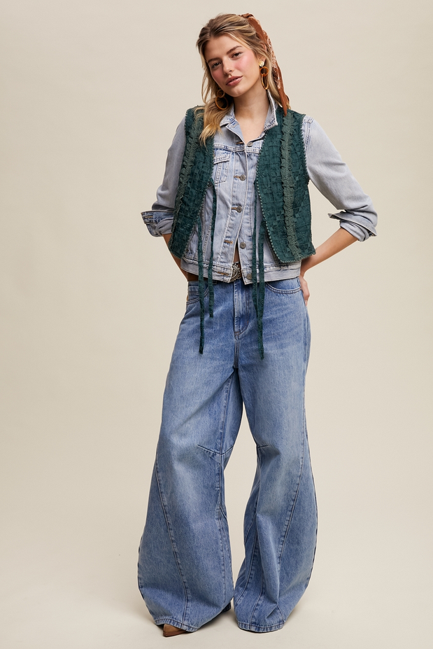 Listicle Embroidered Lace Vest