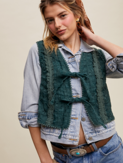 Listicle Embroidered Lace Vest