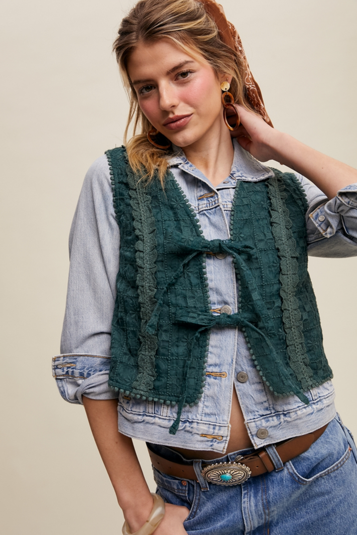 Listicle Embroidered Lace Vest