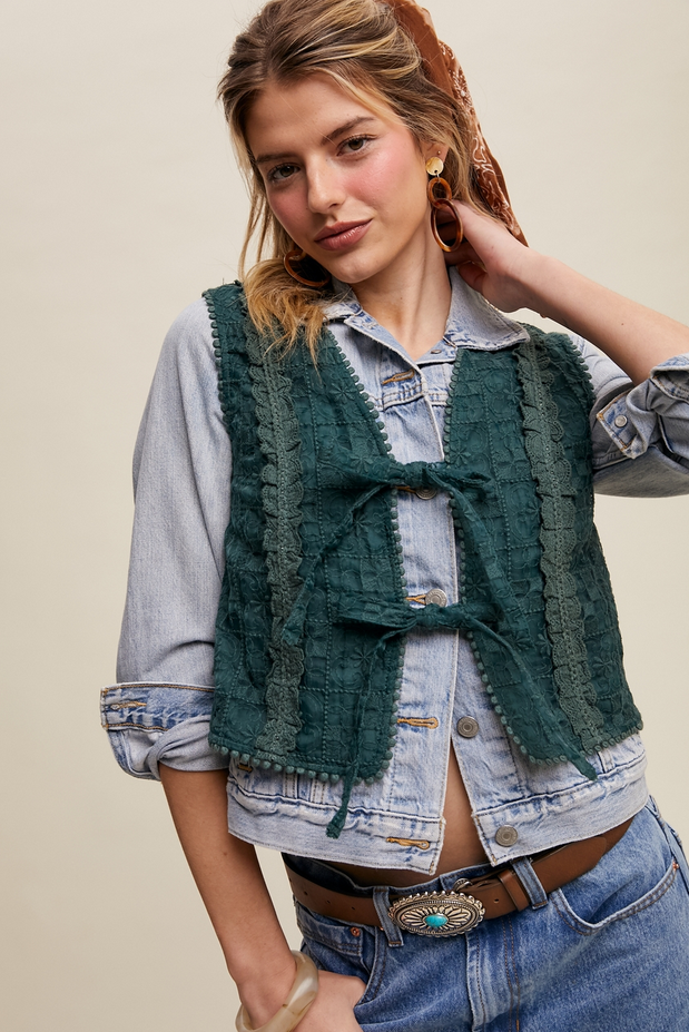 Listicle Embroidered Lace Vest