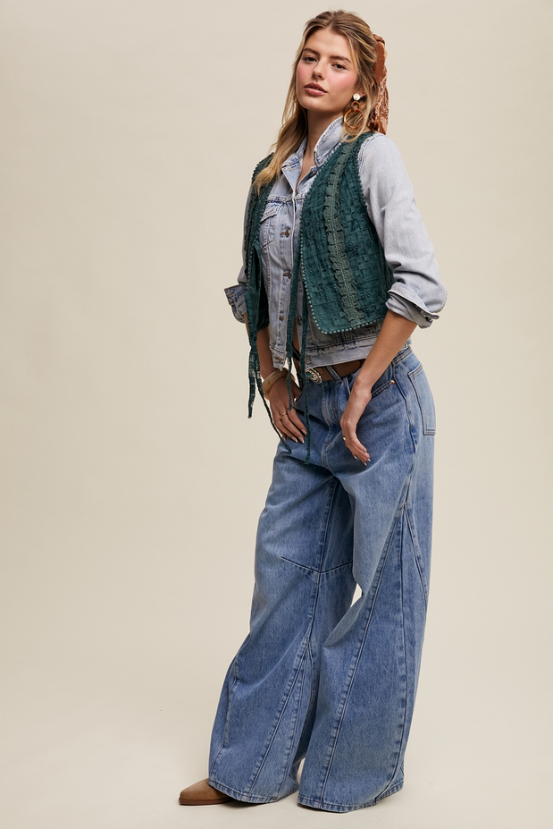 Listicle Embroidered Lace Vest