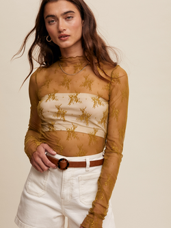 Listicle Long Sleeve Lace Top